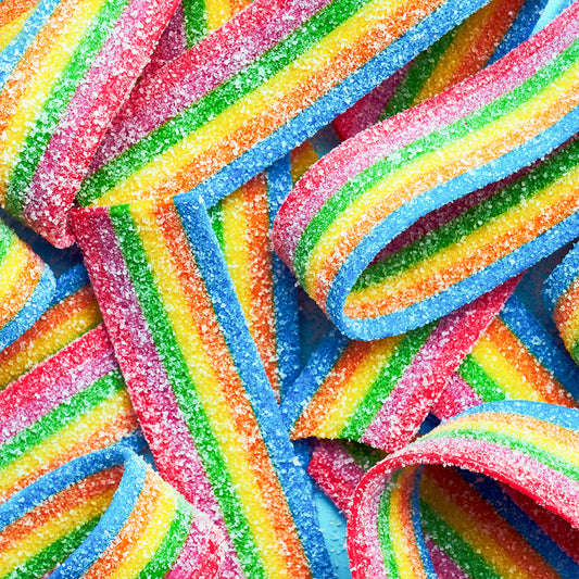Mini rainbow belts Fruit Flavour Fizzy Soft Candy - Halal
